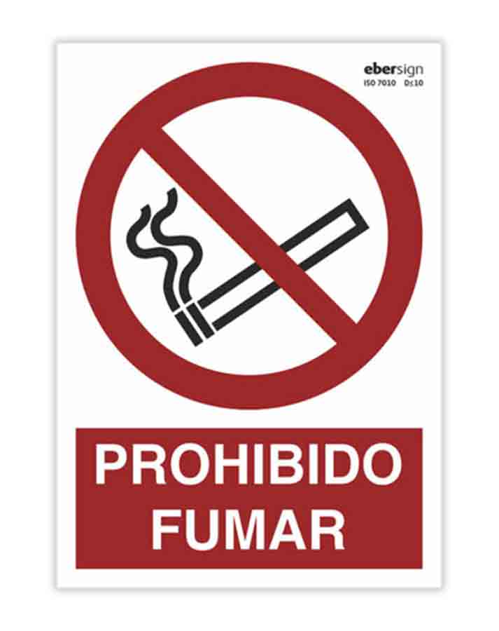 Cartel prohibido fumar con pictograma, adhesivo o poliestireno 1.5 mm